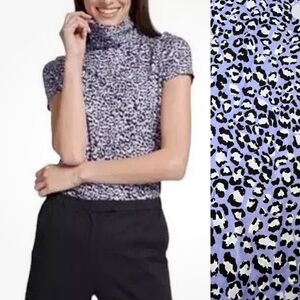 Tyler Boe Purple Cheetah Print Short Sleeve Turtleneck